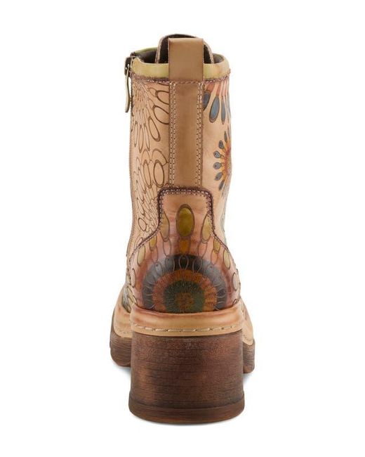 Spring Step Brown Carnivale Embossed Bootie