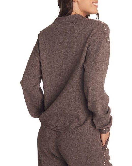 Bella Dahl Brown Whipstitch Button-Up Sweater