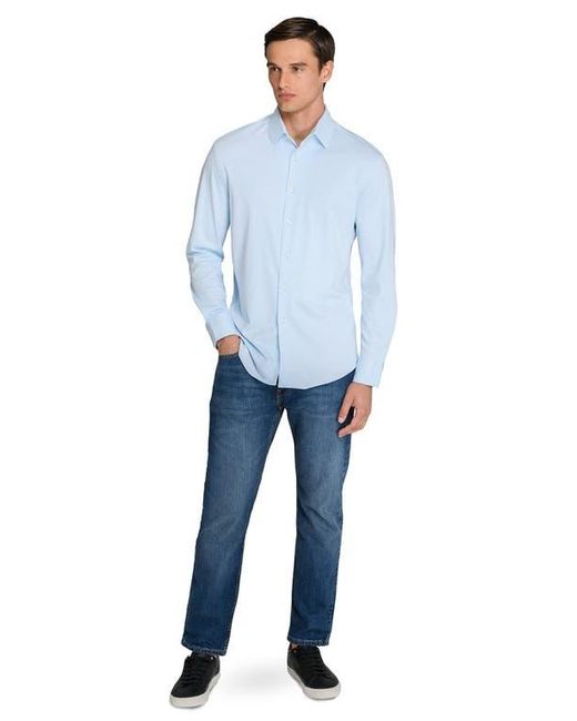 Brooklyn Brigade Blue Solid Knit Long Sleeve Basic for men