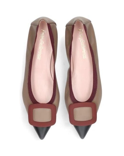 Pretty Ballerinas Brown Pointed Toe Elasticated Ballet Flat