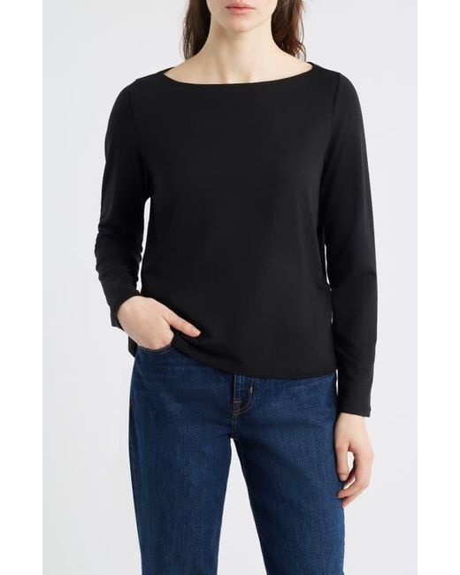Eileen Fisher Black Bateau Neck Top