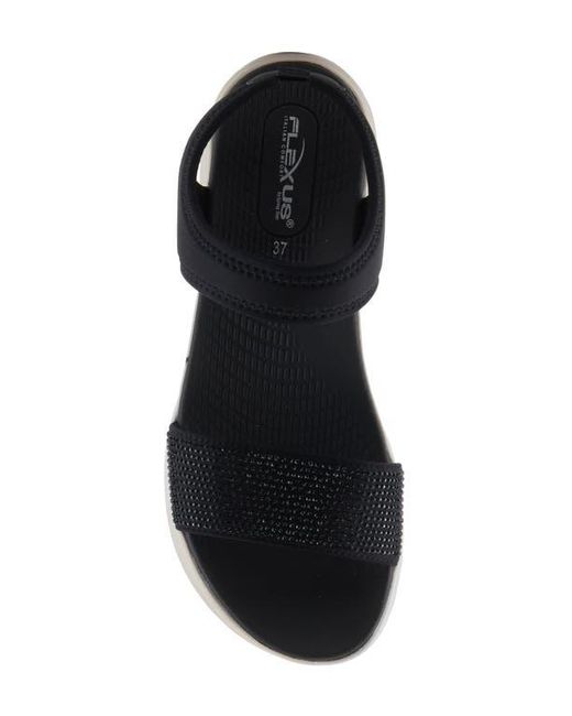 Flexus by Spring Step Black Gallegos Ankle Strap Platform Wedge Sandal