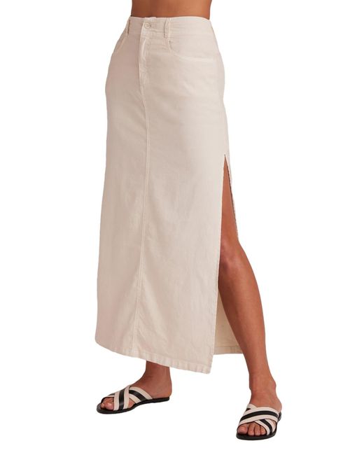 Bella Dahl Natural Indigo Side Slit Linen Blend Maxi Skirt