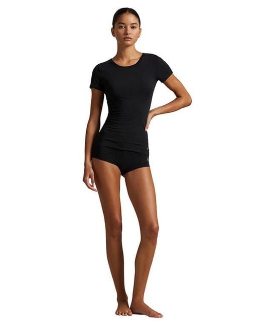 Polo Ralph Lauren Black Cotton Blend T-Shirt & Boyshorts Set