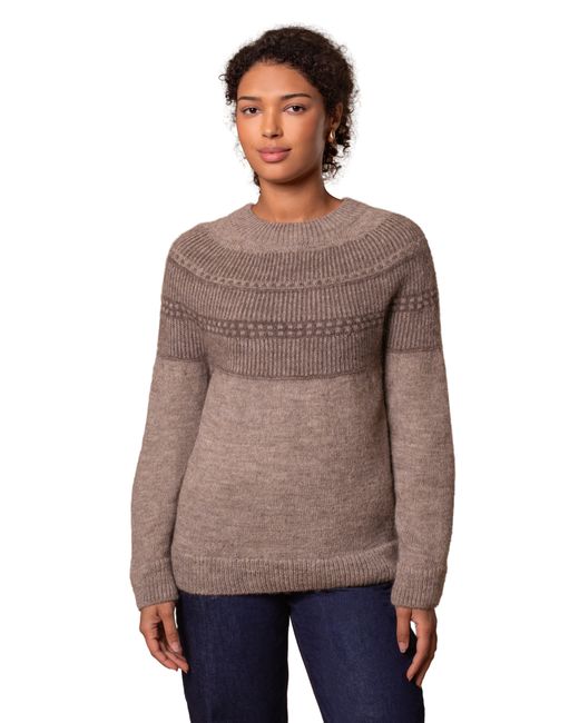 Celtic & Co. Brown British Wool Yoke Pattern Sweater
