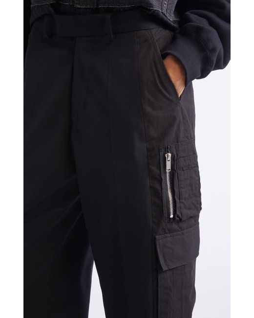 Undercover Black Paneled Mixed Media Cargo Trousers