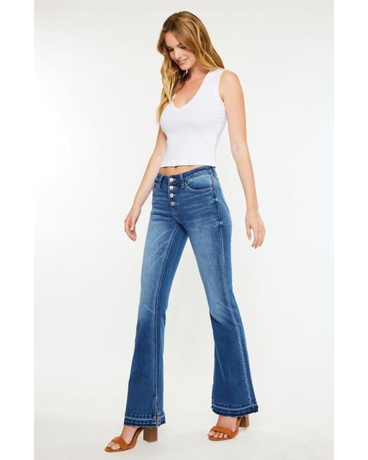 Kancan Blue Lurice Mid Rise Flare Jeans