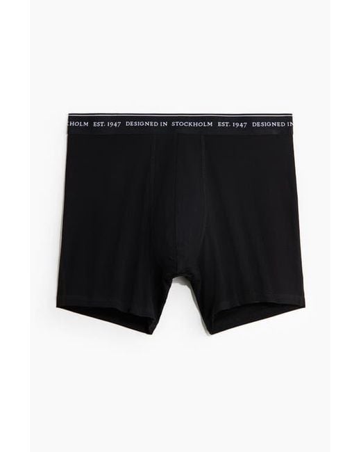 H&M Black 3-Pack Coolmax Mid Trunks for men