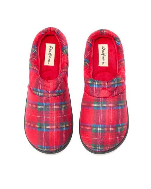 Dearfoams Pink Darcy Quilted Cuff Velour Clog Slipper
