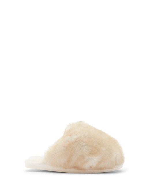 Steve Madden Natural Poof Faux Fur Slipper