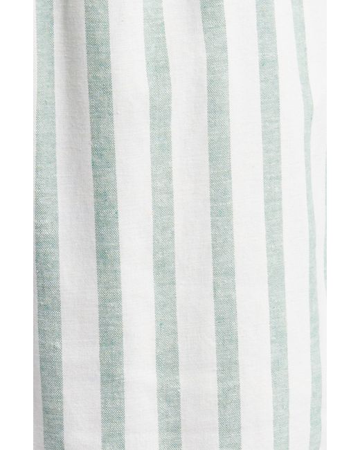 Daniel Buchler White Stripe Linen & Cotton Pajama Shorts for men