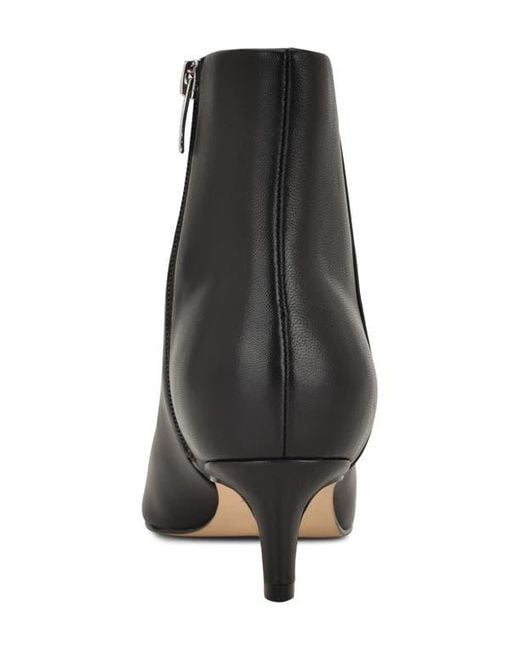 Nine West Black Brite Pointed Toe Kitten Heel Bootie