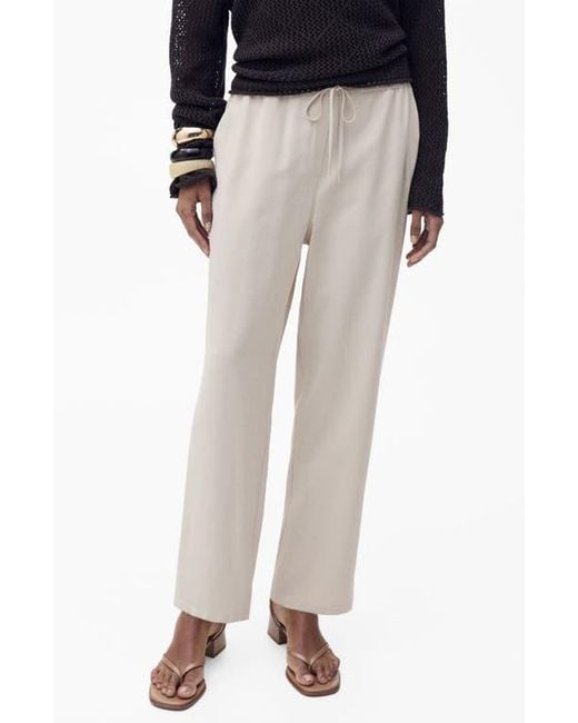 Mango Natural Elastic Waist Flowy Pants