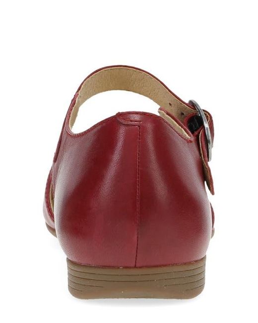 Dansko Red Liv Ankle Strap Flat
