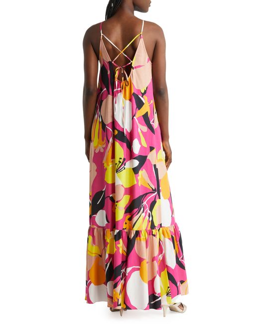 Ted Baker Red Ikella Abstract-print Stretch-woven Maxi Dress