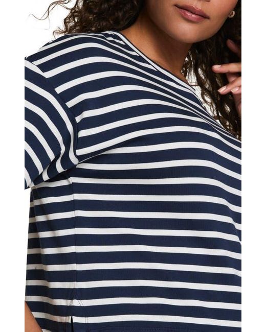 Spanx Black Cool Cotton Stripe Crewneck T-Shirt