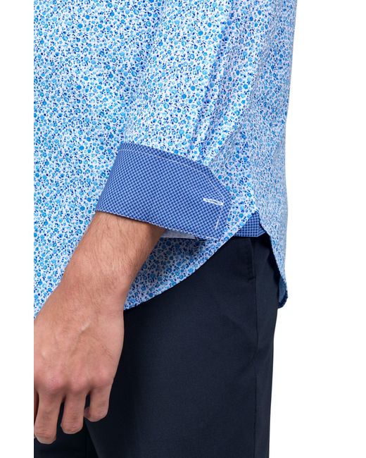 W.r.k. Blue W. R.k Slim Fit Floral Print Recycled Performance Stretch Dress Shirt for men