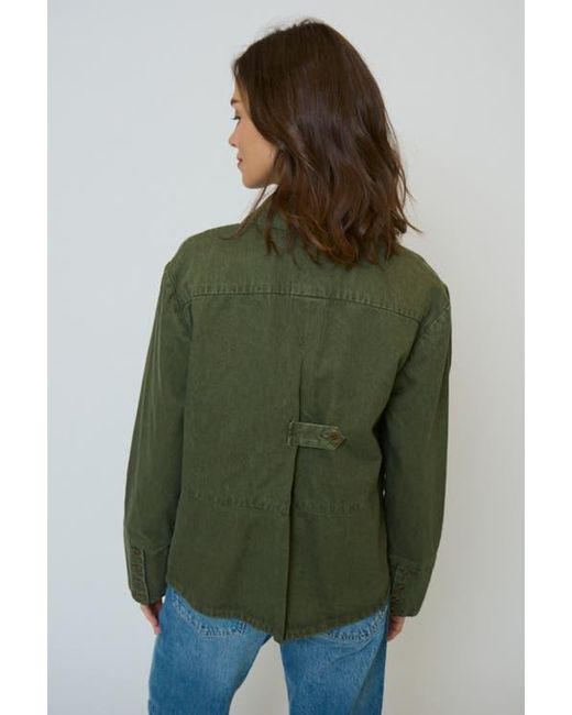 Central Park West Green Brady Patch Shacket