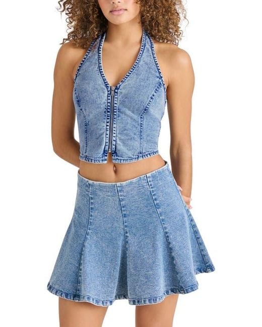Steve Madden Blue Beatrix Denim Halter Top
