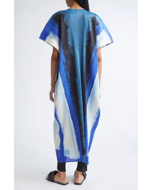 Pleats Please Issey Miyake Blue Jump Print Pleated Dress
