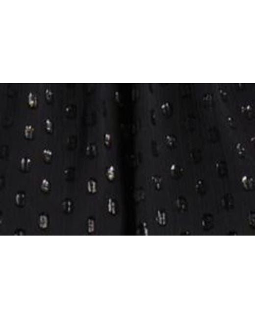 Chelsea28 Black Metallic Clip Dot Asymmetric Dress