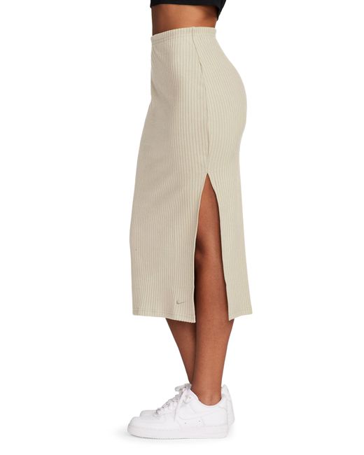 Nike Natural Side Slit Rib Midi Skirt