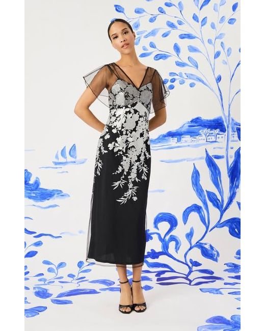 sachin and babi light blue dress Maggy London Women's Dresses Floral Embroidered Halter Neck Midi Dress with  Back V-Neck, Blue/Green/Yellow, 0 at Amazon Women's Clothing store