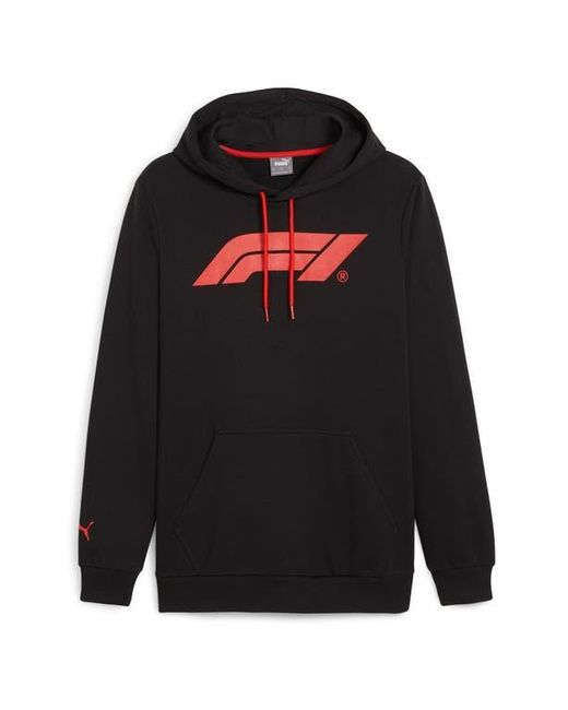 PUMA Black Formula 1 Essentials Logo Hoodie for men