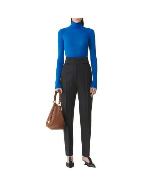 Lanvin Blue Merino Wool And Silk Turtleneck Sweater