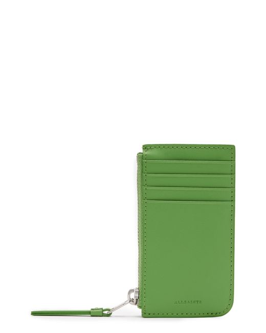 AllSaints Green Marlborough Leather Wallet