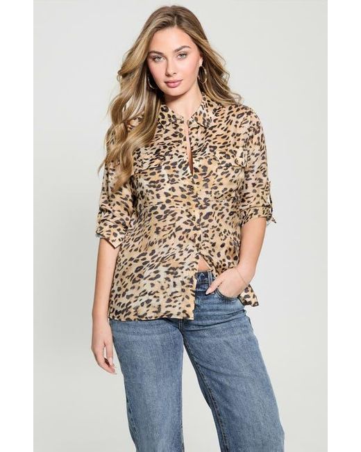Guess Multicolor Enora Equipment Leopard Print Button-Up Shirt