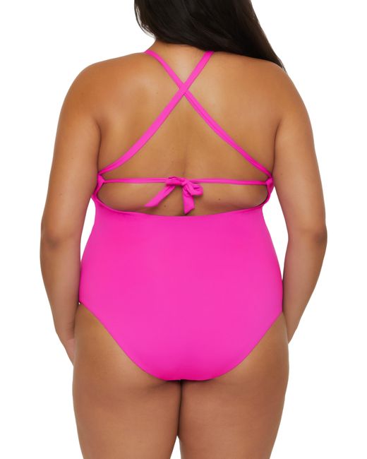 Becca Pink Lace-up One-piece Swimsuit
