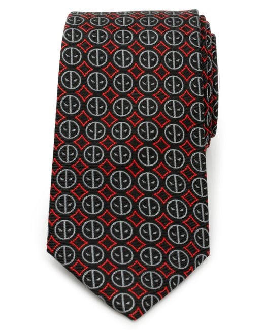 Cufflinks Inc. Black X Marvel Deadpool Medallion Silk Blend Tie for men