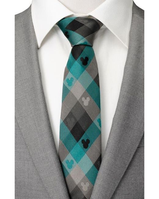 Cufflinks Inc. Green X Disney Mickey Silhouette Plaid Silk Tie for men