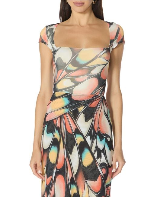 AFRM Green Square Neck Cap Sleeve Top
