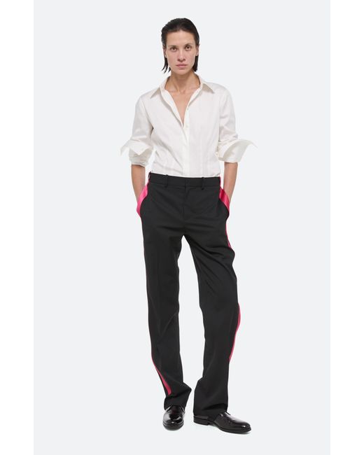 Helmut Lang Black Seat Belt Stripe Virgin Wool Pants