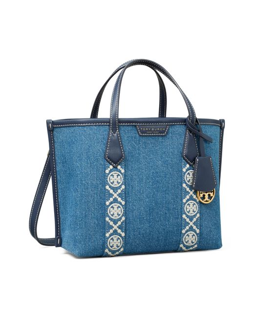 Tory Burch Blue Perry Triple Compartment Denim Tote for men