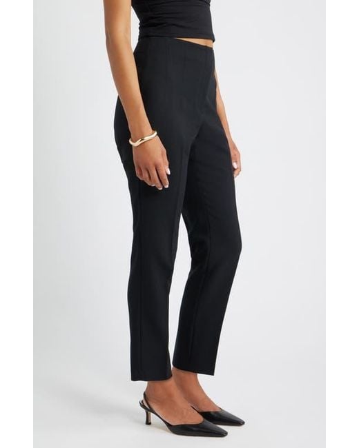 Open Edit Icon High Waist Ankle Cigarette Pants in Black