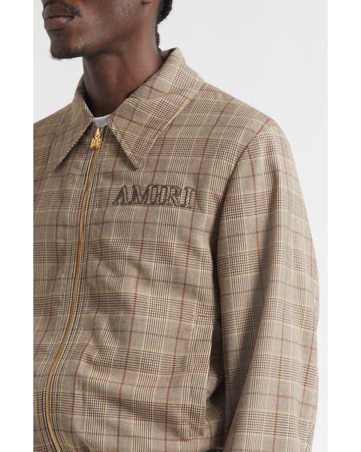 Amiri Brown Check Wool Blouson Jacket for men