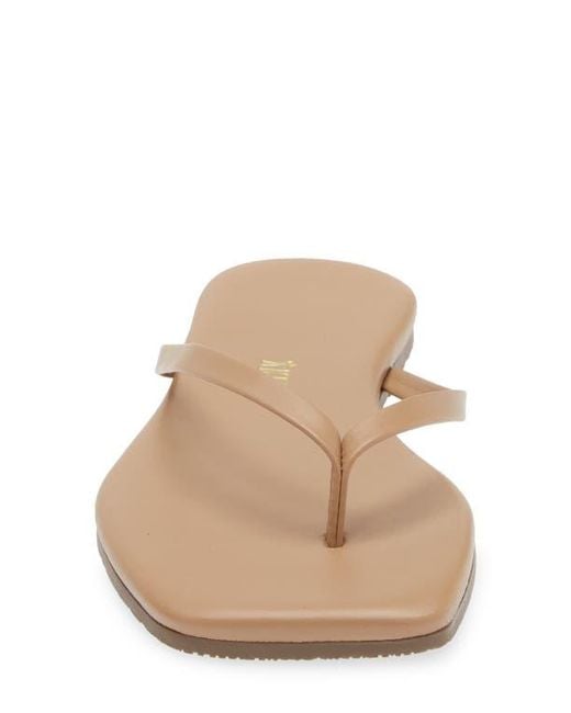 TKEES Natural Lily Square Toe Flip Flop