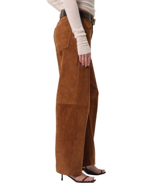 Citizens of Humanity Brown Miro High Waist Suede Barrel Jeans