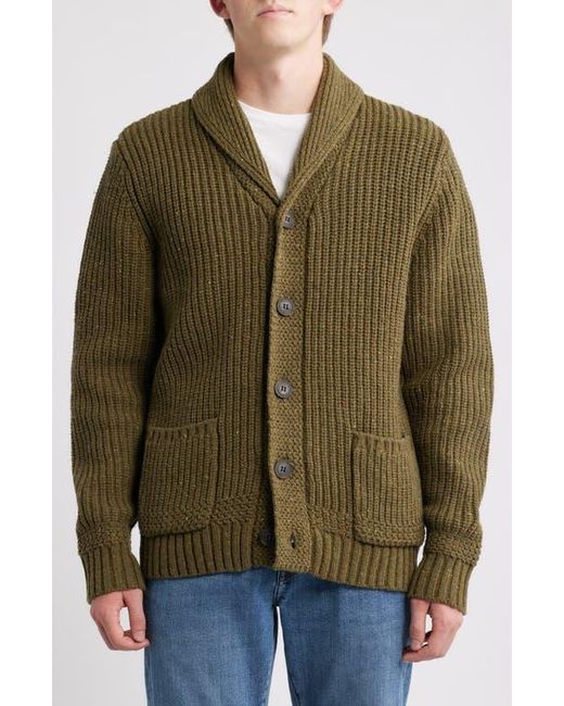 Schott Nyc Green Donegal Tweed Wool Blend Cardigan for men