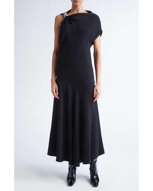Proenza Schouler Blue Rue Asymmetric Matte Crepe Dress