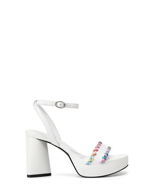 Karl Lagerfeld White Haden Ankle Strap Platform Sandal