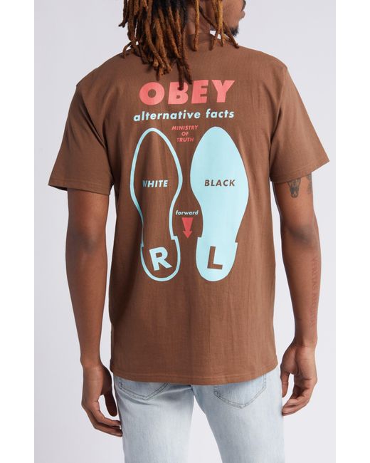 Obey Brown Alternative Facts Graphic T-shirt for men