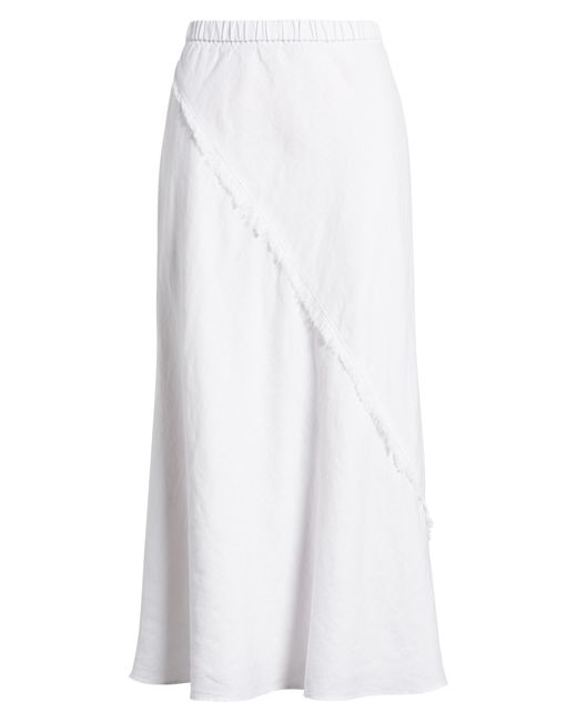DKNY White Linen Midi Skirt