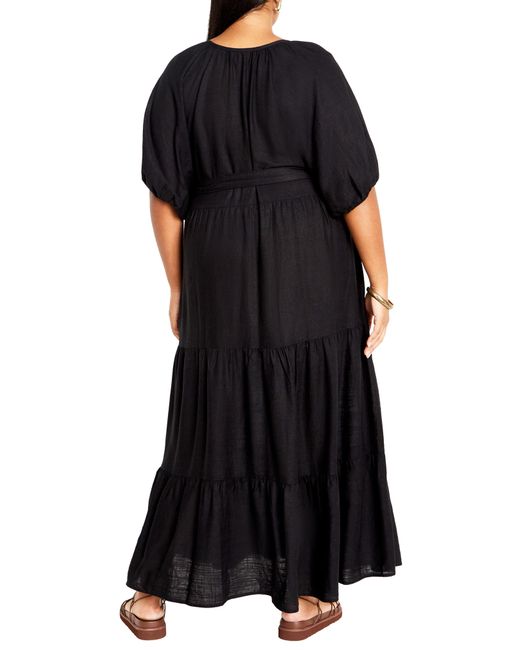 City Chic Black Marcia Tiered Maxi Dress