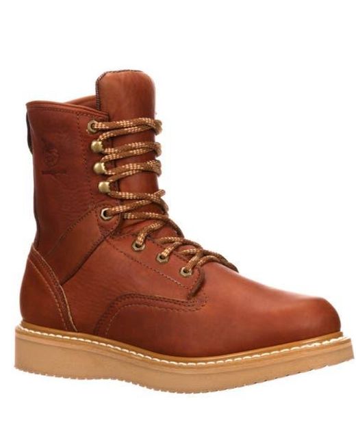 Georgia Boot Brown Slip Resistant Padded Wedge Work Boot for men