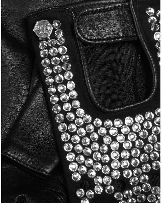 Philipp Plein Black Gloves
