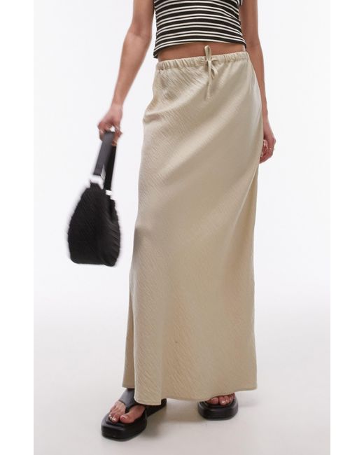 TOPSHOP Natural Drawstring Twill Maxi Skirt